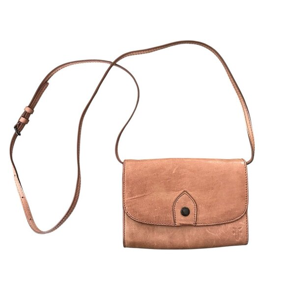 Frye Melissa Natural Cognac Brown Clutch Crossbody Versatile Leather Bag Western - Picture 1 of 8